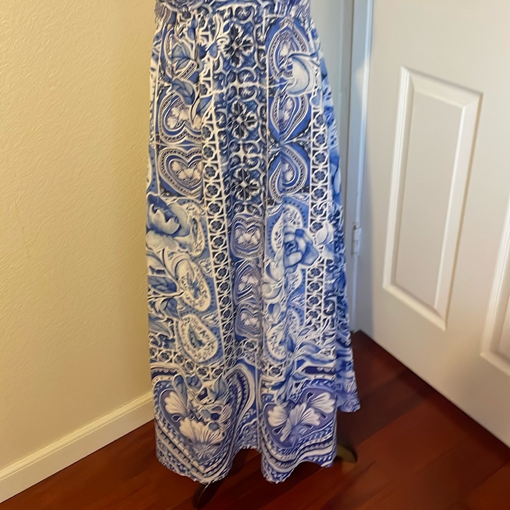 New Caroline Constas New York Grecian Paisley Floral Print Cotton Maxi Dress - Picture 9 of 16